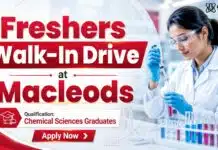 Freshers Walk-In Drive at Macleods for MSc Chemistry Graduates MSc Chemistry Freshers Job | Macleods Pharmaceuticals Vacancy