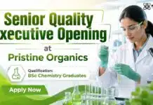 BSc Chemistry Job at Pristine Organics | Senior QA Executive Role Chemistry Jobs at Pristine Organics | Quality Executive Role