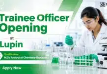 Lupin Hiring Chemistry Graduates | Trainee Officer in Pharma Analytical Role MSc Chemistry Job at Lupin | Trainee Officer Position