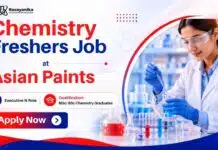 Freshers Chemistry Jobs at Asian Paints | Executive Role in Colour Technology MSc Chemistry Freshers Job at Asian Paints | Executive Role