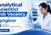 Exclusive Scientist Job at Syngene | MSc Analytical Chemistry Job Analytical Scientist Job at Syngene | MSc Chemistry Jobs