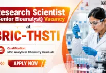 Rs. 1,20,000/- pm Salary | Govt. Scientist Job at BRIC-THSTI Govt. Scientist Job at BRIC-THSTI | MSc Analytical Chemistry