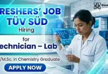 Freshers Chemistry Jobs at TÜV SÜD | Lab Technician Jobs Apply Now TÜV SÜD Careers Announce Lab Technician Jobs for Freshers Chemistry Graduates in Gurugram