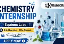 Freshers Chemistry Internship at Equinox Labs | ₹4,000 Monthly Stipend | Apply Now Chemistry Internship opportunity at Equinox Labs in Navi Mumbai. Apply through Equinox Labs Careers and gain hands-on laboratory experience.