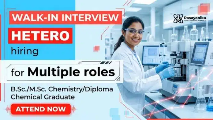 Join the Walk-In Interview at Hetero Careers and explore Freshers Chemistry Jobs across multiple departments. Join the Walk-In Interview at Hetero Careers and explore Freshers Chemistry Jobs across multiple departments.