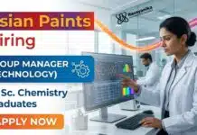 R&D Jobs at Asian Paints | Chemistry Graduates Apply Now R&D Jobs at Asian Paints Careers Group Manager Technology Chemistry Jobs for MSc Chemistry Paint Technology Professionals