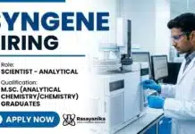Entry-Level Chemistry Jobs at Syngene | Scientist Job Opening in Bangalore Syngene Careers announces a Scientist Job opportunity for candidates seeking Entry-Level Chemistry Jobs in analytical sciences.