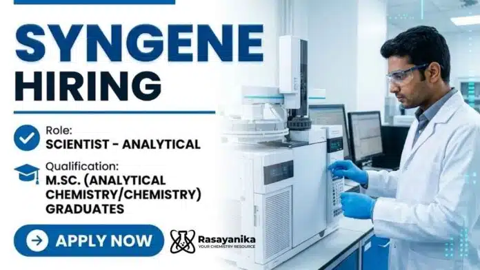 Syngene Careers announces a Scientist Job opportunity for candidates seeking Entry-Level Chemistry Jobs in analytical sciences. Syngene Careers announces a Scientist Job opportunity for candidates seeking Entry-Level Chemistry Jobs in analytical sciences.