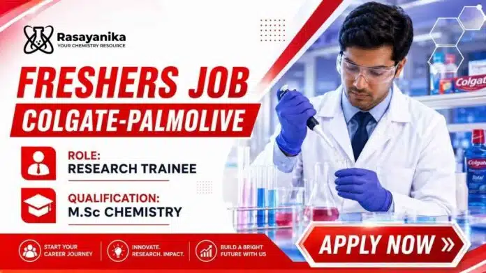 Colgate Careers announces Research Trainee Jobs in Mumbai for candidates seeking a Chemistry Freshers Job opportunity. Colgate Careers announces Research Trainee Jobs in Mumbai for candidates seeking a Chemistry Freshers Job opportunity.
