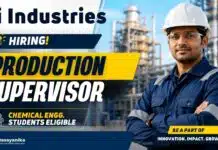 Chemical Engineering Jobs at Pi Industries | Production Supervisor role Chemical Engineering Jobs through Pi Industries. Explore Production Supervisor Jobs at Panoli for experienced production professionals.