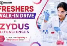 Chemistry Freshers Walk-In Drive at Zydus | Production Trainee Officer Roles BSc Chemistry Freshers Job at Zydus | Production Trainee Jobs