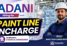 Chemical Engineering Jobs at Adani | Jobs in Paint Industry Adani Careers announces Chemical Engineering Jobs in the Paint Industry for Paint Line Incharge positions in Kanpur.