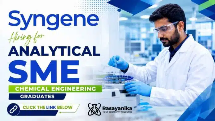 Chemical Engineering Jobs at Syngene Careers for Analytical SME Jobs in Biopharmaceutical Development Chemical Engineering Jobs at Syngene Careers for Analytical SME Jobs in Biopharmaceutical Development