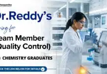 Quality Control Jobs at Dr. Reddy’s | Team Member QC Opening Dr. Reddy's Careers is hiring Team Member – Quality Control. Apply now for Quality Control Jobs and Chemistry Jobs in Baddi.