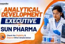 Sun Pharma Hiring Chemistry Graduates | Analytical Development Executive MSc Chemistry Job at Sun Pharmaceutical | Executive Roles