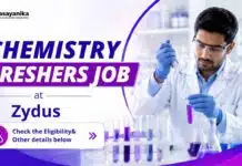 Chemistry Freshers Job at Zydus | Quality Assurance Role BSc Chemistry Freshers Job at Zydus | QA Trainee Officer Role