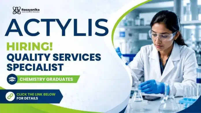 Chemistry Jobs at Actylis. Explore Quality Services Specialist Jobs in Bengaluru and grow your career in pharmaceutical quality. Chemistry Jobs at Actylis. Explore Quality Services Specialist Jobs in Bengaluru and grow your career in pharmaceutical quality.