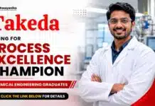 Chemical Engineering Jobs at Takeda | Jobs in Mumbai Takeda Careers is hiring a Process Excellence Champion. Apply now for Chemical Engineering Jobs in Mumbai.