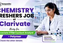 Chemistry Freshers Job at Clarivate | Patent Analyst Jobs Clarivate Careers hiring for Chemistry Freshers Job in Patent Analyst Jobs – Associate STEM Content Analyst, Polymer.