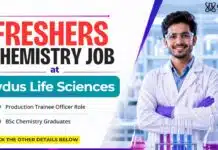 Freshers Walk-In Drive at Zydus Lifesciences | Production Trainee Officer Zydus Lifesciences Walk-in Interview | BSc Chemistry Freshers Job