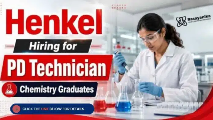 Chemistry Jobs at Henkel for PD Technician role in Pune for Polymer Science and Organic Chemistry candidates Chemistry Jobs at Henkel for PD Technician role in Pune for Polymer Science and Organic Chemistry candidates