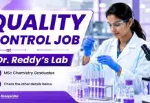 Dr. Reddy’s Hiring Quality Control Roles | MSc Chemistry Job Quality Control Role at Dr. Reddy's | MSc Chemistry Job