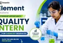 Chemistry Internship at Element Solutions | Apply for Quality Intern Role Element Solutions is hiring a Quality Intern through its Chemistry Internship program for students pursuing careers in quality and specialty chemicals.