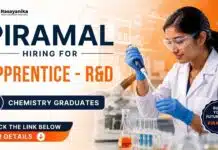 Apprenticeship at Piramal | R&D Chemistry Jobs for Freshers Apprenticeship at Piramal Careers for M.Sc Chemistry Freshers | R&D Chemistry Jobs