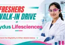 Chemistry Freshers Walk-in Drive at Zydus Lifesciences | Production Trainee Officer Role BSc Chemistry Freshers Job at Zydus Lifesciences | Production Trainee Officer