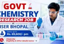 Govt Chemistry Research Job at IISER Bhopal | Salary Up to Rs. 69,600/- pm IISER Bhopal Recruitment | Govt Chemistry Research Job