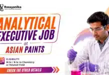 Asian Paints Hiring Chemistry Graduates | Apply For Production Executive Role MSc Chemistry Job at Asian Paints | Production Executive Role