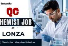 Lonza Hiring QC Chemist Role | Chemistry Graduates Apply Now Chemist Job at Lonza | QC Analyst Role