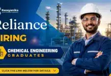 Chemical Engineering Jobs at Reliance | Site Shift Officer Vacancy Chemical Engineering Jobs | Reliance Careers hiring Site Shift Officer for its Manufacturing facility in Indore.