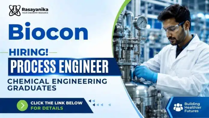 Process Engineer Jobs | Biocon Careers hiring Chemical Engineering professionals for the API MSAT team in Bengaluru. Process Engineer Jobs | Biocon Careers hiring Chemical Engineering professionals for the API MSAT team in Bengaluru.