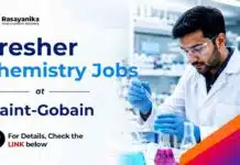 Fresher Chemistry Jobs at Saint-Gobain | R&D Jobs | Apply Now Fresher Chemistry jobs at Saint-Gobain in Chennai. Apply for Research Engineer 1 and discover R&D Jobs for candidates.