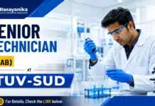 TÜV SÜD Senior Technician | Lab Opening for Chemistry Candidates Explore a Technician Job through TÜV SÜD Careers for qualified and experienced M.Sc. Chemistry candidates in Gurugram.