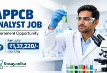 Analyst Job at APPCB | Chemistry Graduates Earn upto: ₹1.37 Lakh Pay Scale! Analyst Job at appcb | Govt job