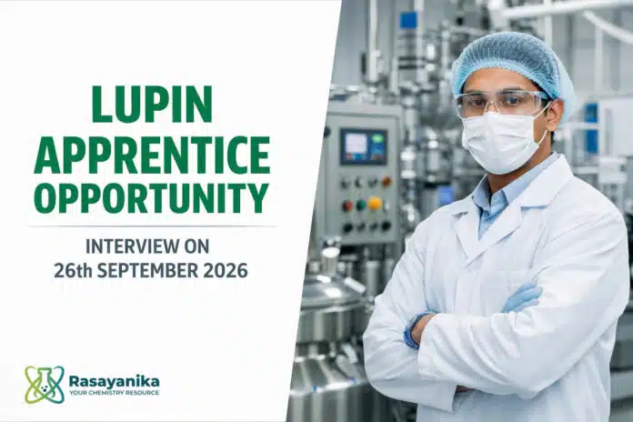 Internship Opportunity at Lupin | Chemistry Candidates Apply Now Internship Opportunity at Lupin | Chemistry Candidates Apply Now