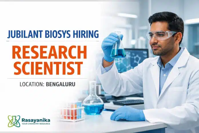 Jubilant Biosys is Hiring Research Scientist in Bengaluru Jubilant Biosys is Hiring Research Scientist in Bengaluru