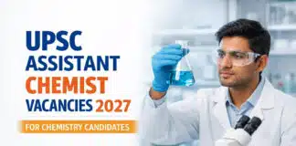 UPSC Notification 2027: Assistant Chemist Vacancies for Chemistry Candidates UPSC Notification 2027: Assistant Chemist Vacancies for Chemistry Candidates