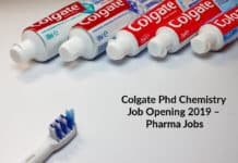 Colgate Phd Chemistry Job Opening 2019 – Pharma Jobs