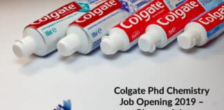 Colgate Phd Chemistry Job Opening 2019 – Pharma Jobs