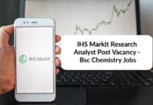 IHS Markit Analyst Post Vacancy - Bsc Chemistry Jobs