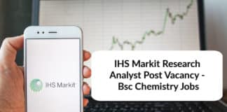 IHS Markit Analyst Post Vacancy - Bsc Chemistry Jobs