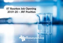 IIT Roorkee Job Opening 2019-20 – JRF Position