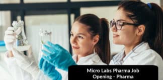 Micro Labs Pharma Job Opening - Pharma Executive Job