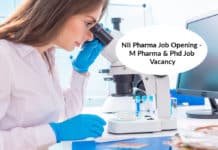 NII Pharma Job Opening - M Pharma & Phd Job Vacancy