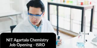 NIT Agartala Chemistry Job Opening - ISRO Project