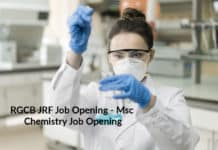 RGCB JRF Job Opening - Msc Chemistry Job Opening