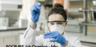 RGCB JRF Job Opening - Msc Chemistry Job Opening